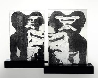 Original Black & White People Sculpture by Julia Hadupyak