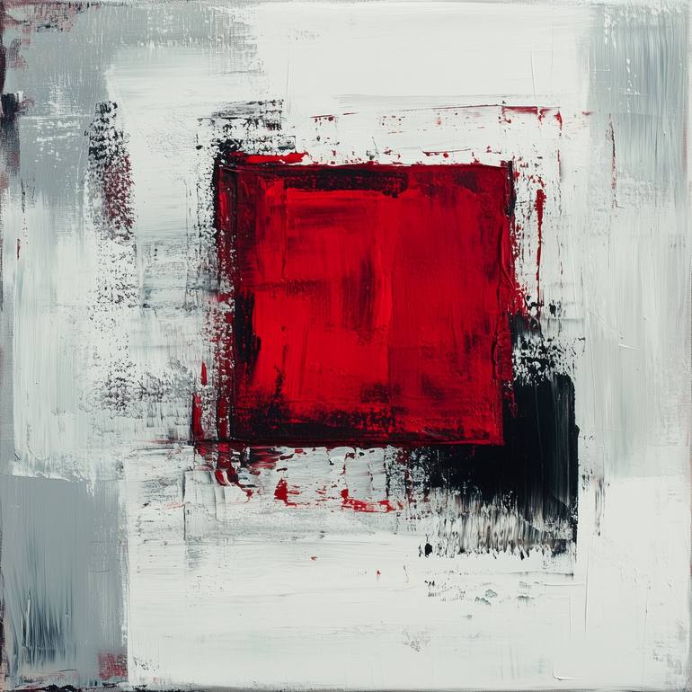 Red Square on Whit Painting by Daria Nia | Saatchi Art