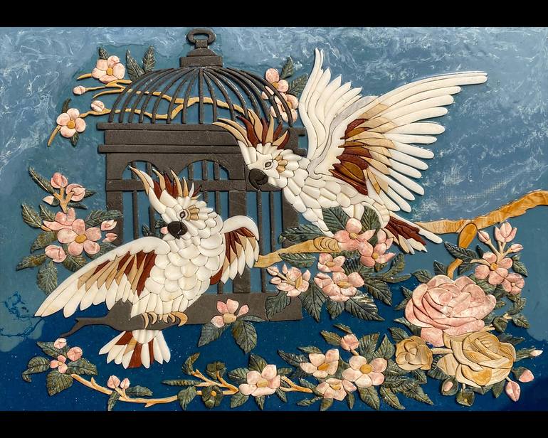 Original Art Deco Animal Mixed Media by Modern Stone Artistry