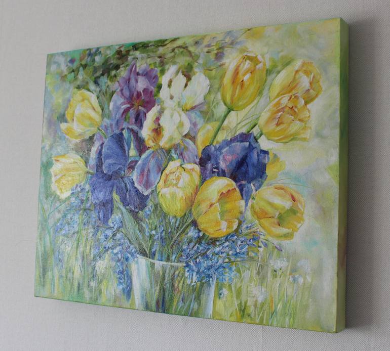 Original Romanticism Floral Painting by Valentina Kunz