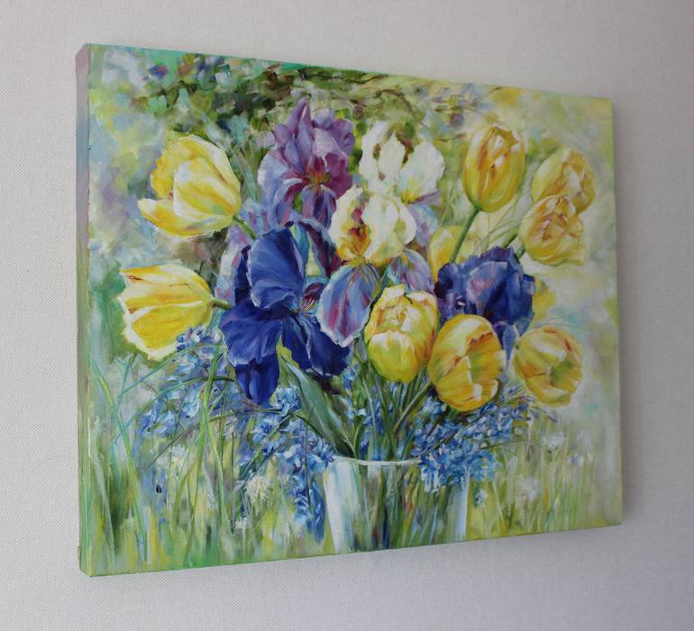 Original Romanticism Floral Painting by Valentina Kunz