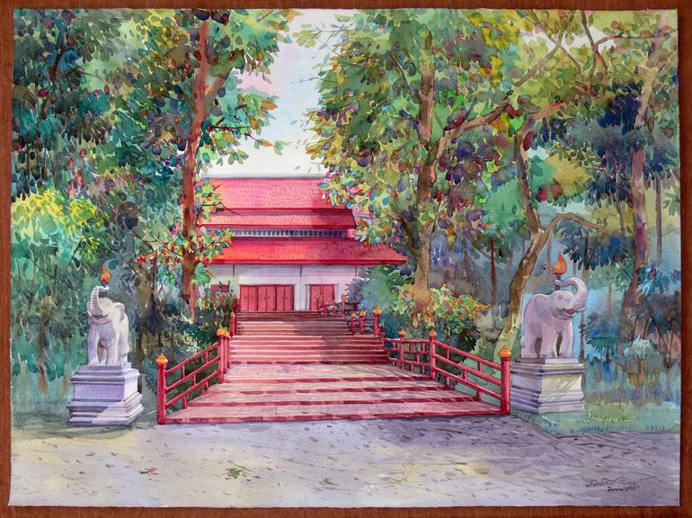 Original Expressionism Landscape Painting by Prakornpatara Janthakhaisorn