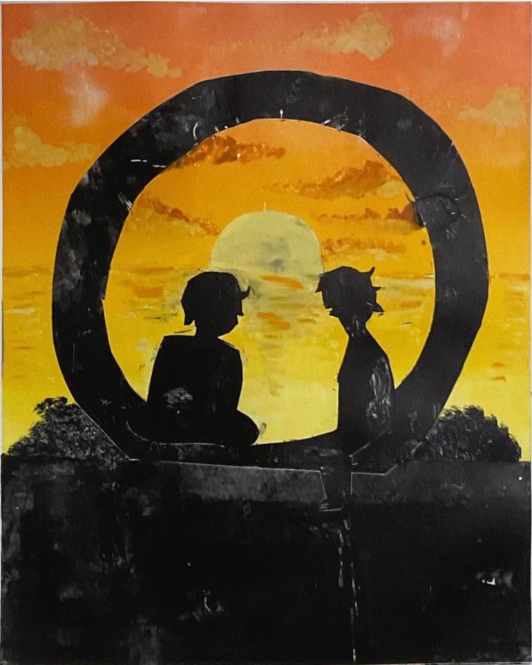 Original Love Printmaking by Akijis Gallery | Figurative Art on Paper | At the Edge of Sunset