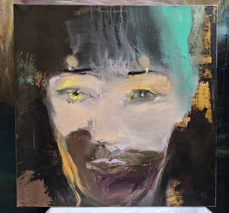 Original Expressionism People Painting by Leena Noux