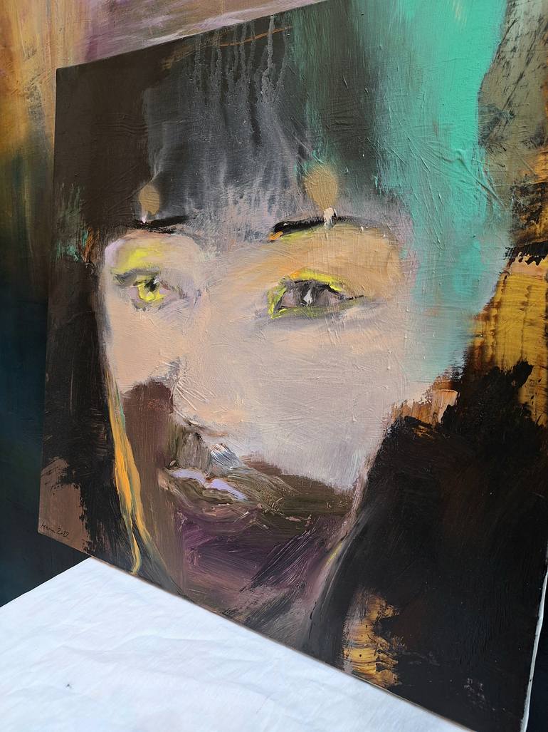 Original Expressionism People Painting by Leena Noux