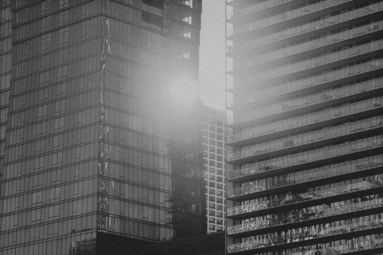 Original Architecture Photography by Maciej Janicki | Digital Art Art on Paper | Chicago skyscrapers and sun