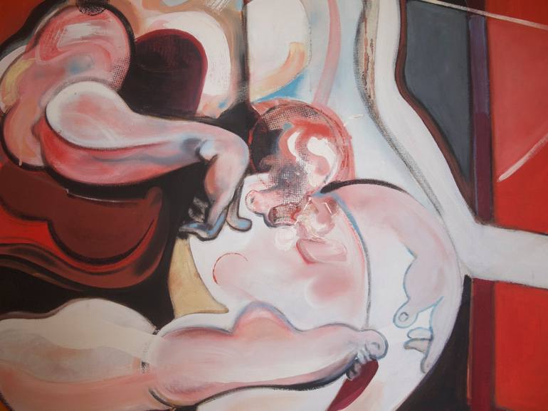 Original Modernism People Painting by Patrick Cuenot