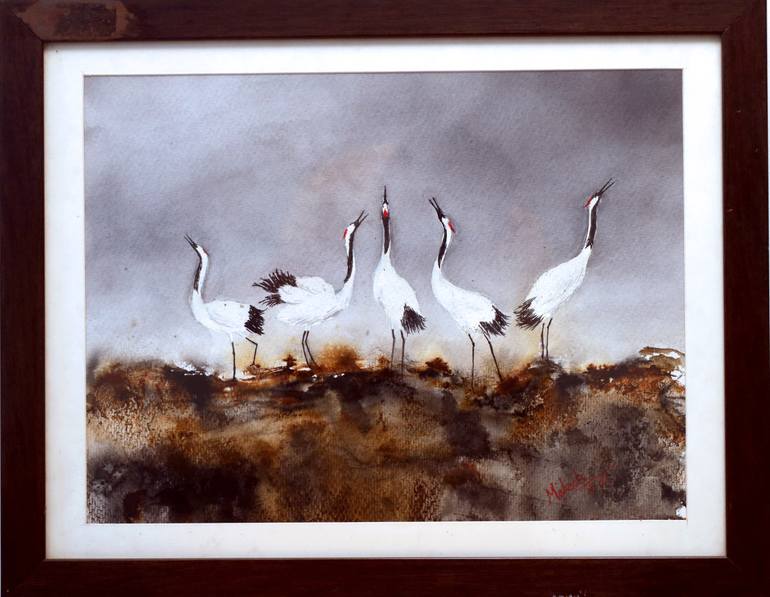 Original Impressionism Animal Painting by Mahesh Shawrikar