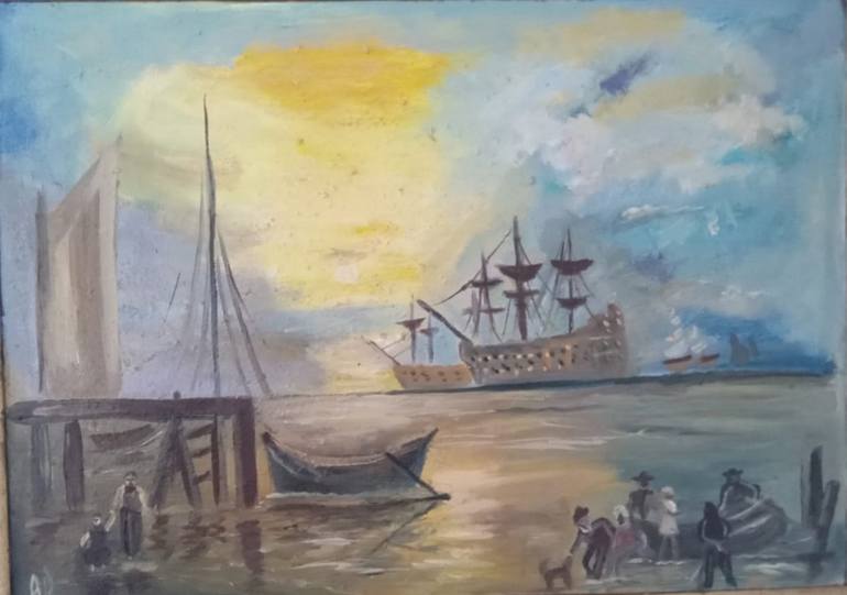Original Classicism Boat Painting by Bruno Bellesso