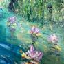 Green Pond with Water Lilies in Oil