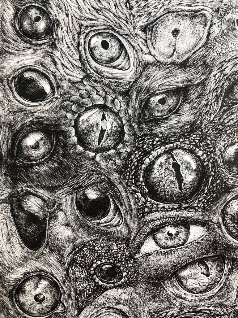 Original Black & White Animal Drawing by Taisiia Bomshtein