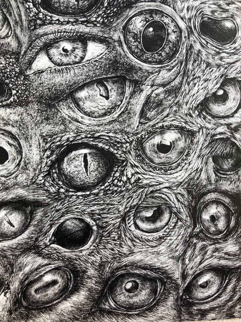 Original Black & White Animal Drawing by Taisiia Bomshtein