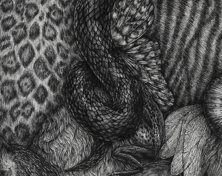 Original Black & White Animal Drawing by Taisiia Bomshtein