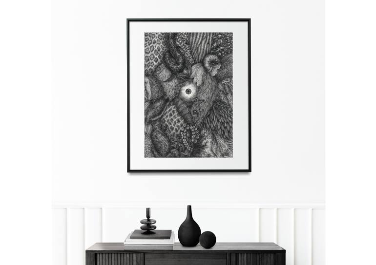 Original Black & White Animal Drawing by Taisiia Bomshtein