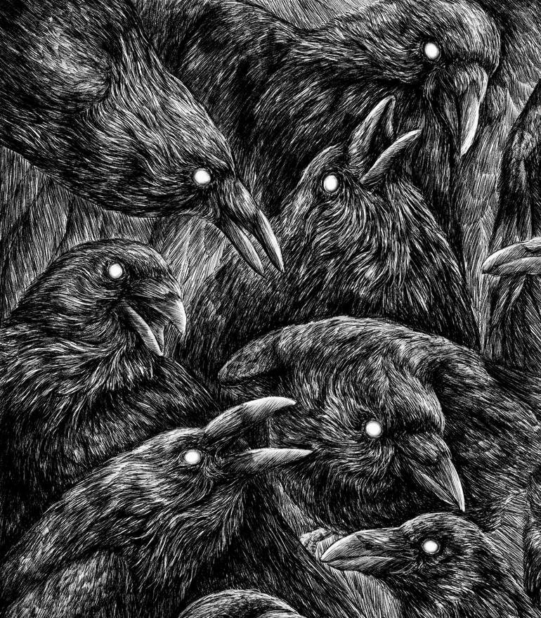 Original Black & White Animal Drawing by Taisiia Bomshtein