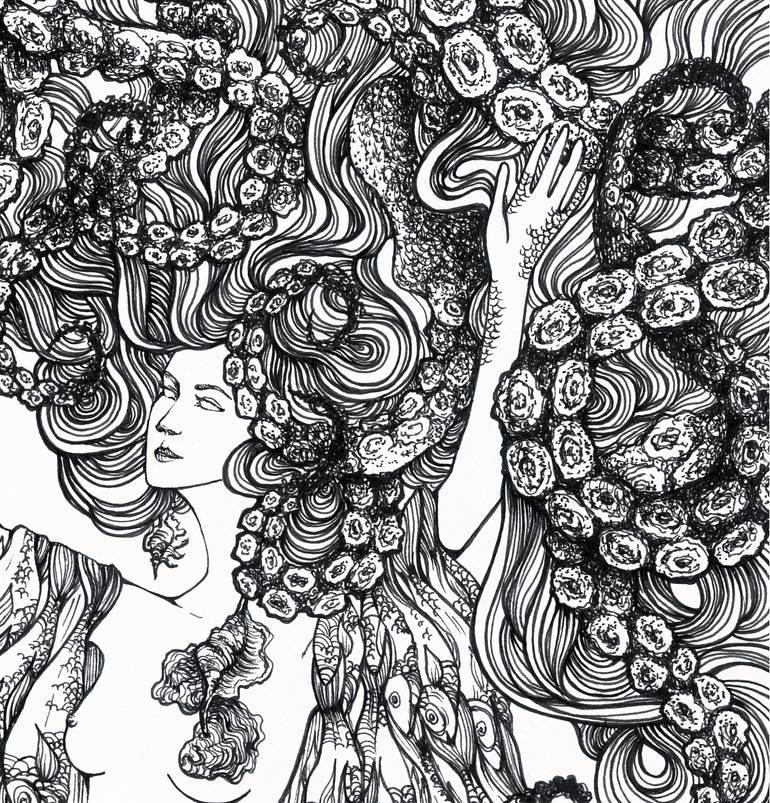 Original Art Nouveau Fantasy Drawing by Taisiia Bomshtein