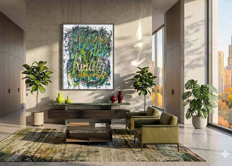 Original Abstract Calligraphy Painting by Bogdana Antoniuk