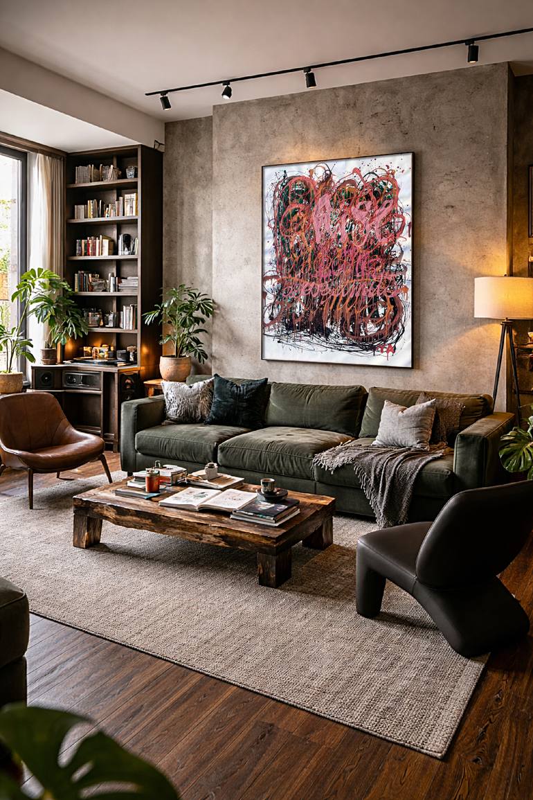Original Abstract Calligraphy Painting by Bogdana Antoniuk