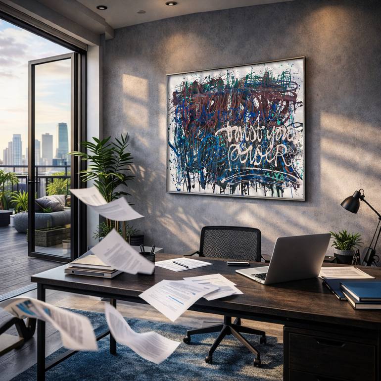 Original Abstract Calligraphy Painting by Bogdana Antoniuk