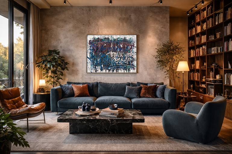 Original Abstract Calligraphy Painting by Bogdana Antoniuk