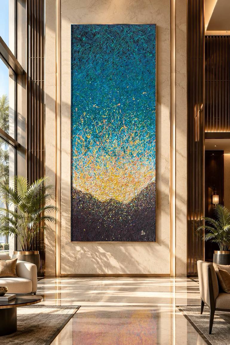 Original Sunset Painting by Bogdana Antoniuk | Abstract Expressionism Art on Canvas | The Moment Before Sunrise