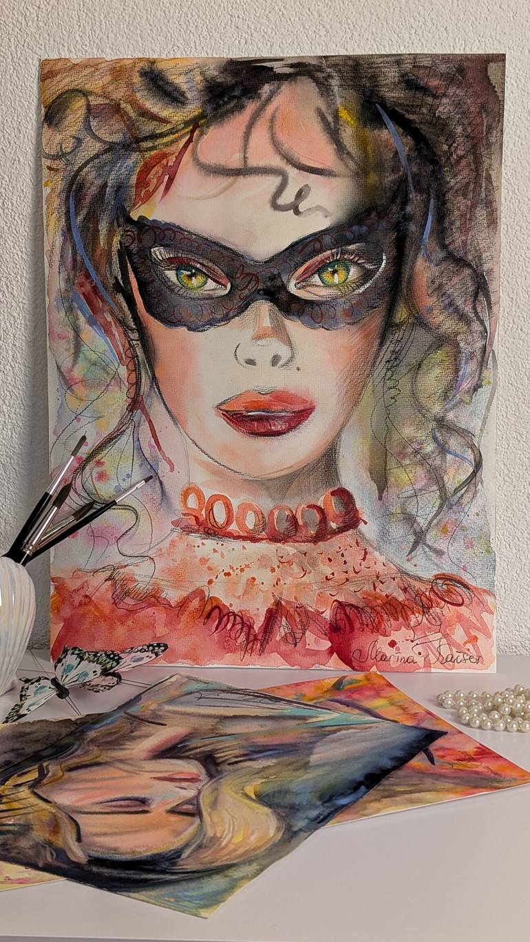 Original Art Deco Women Mixed Media by Marina Kaiser