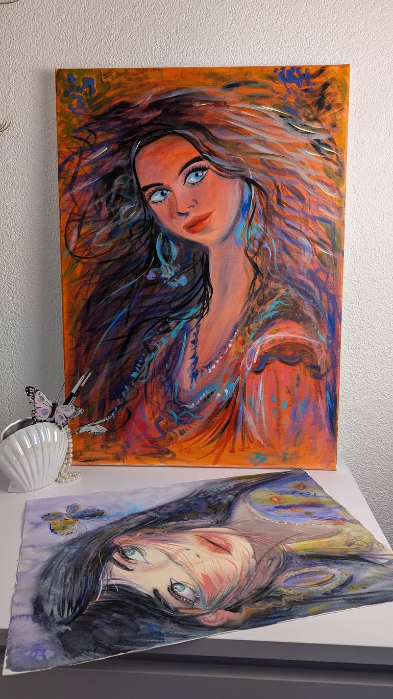 Original Art Deco Women Painting by Marina Kaiser