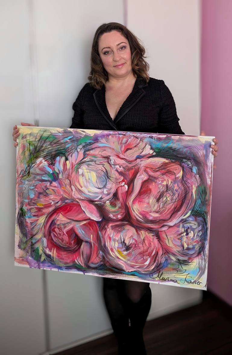 Original Abstract Expressionism Floral Mixed Media by Marina Kaiser