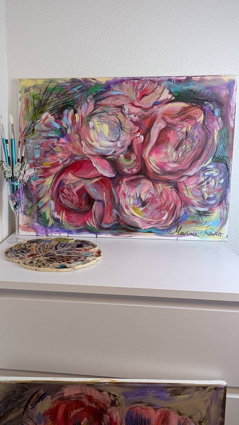 Original Abstract Expressionism Floral Mixed Media by Marina Kaiser