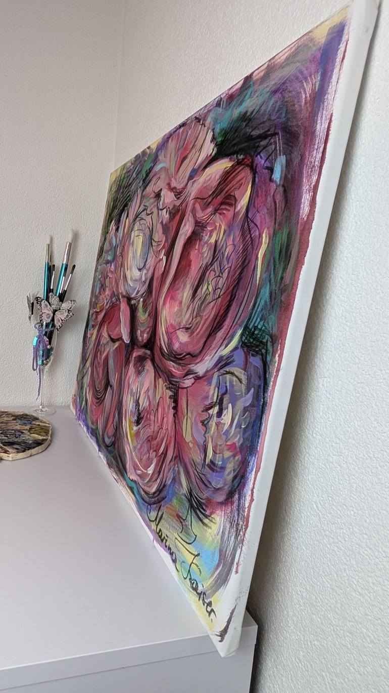 Original Abstract Expressionism Floral Mixed Media by Marina Kaiser