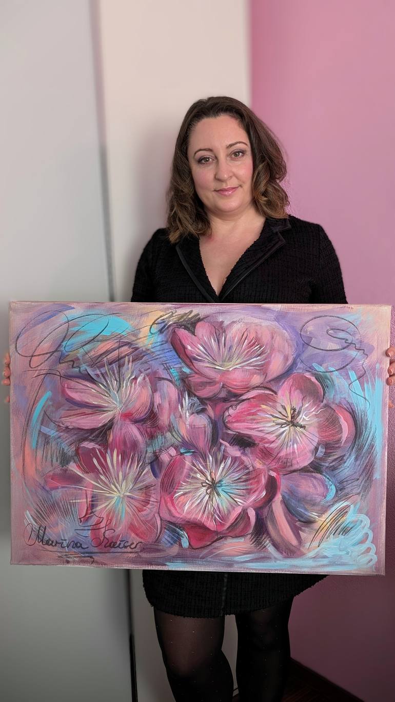 Original Abstract Floral Painting by Marina Kaiser