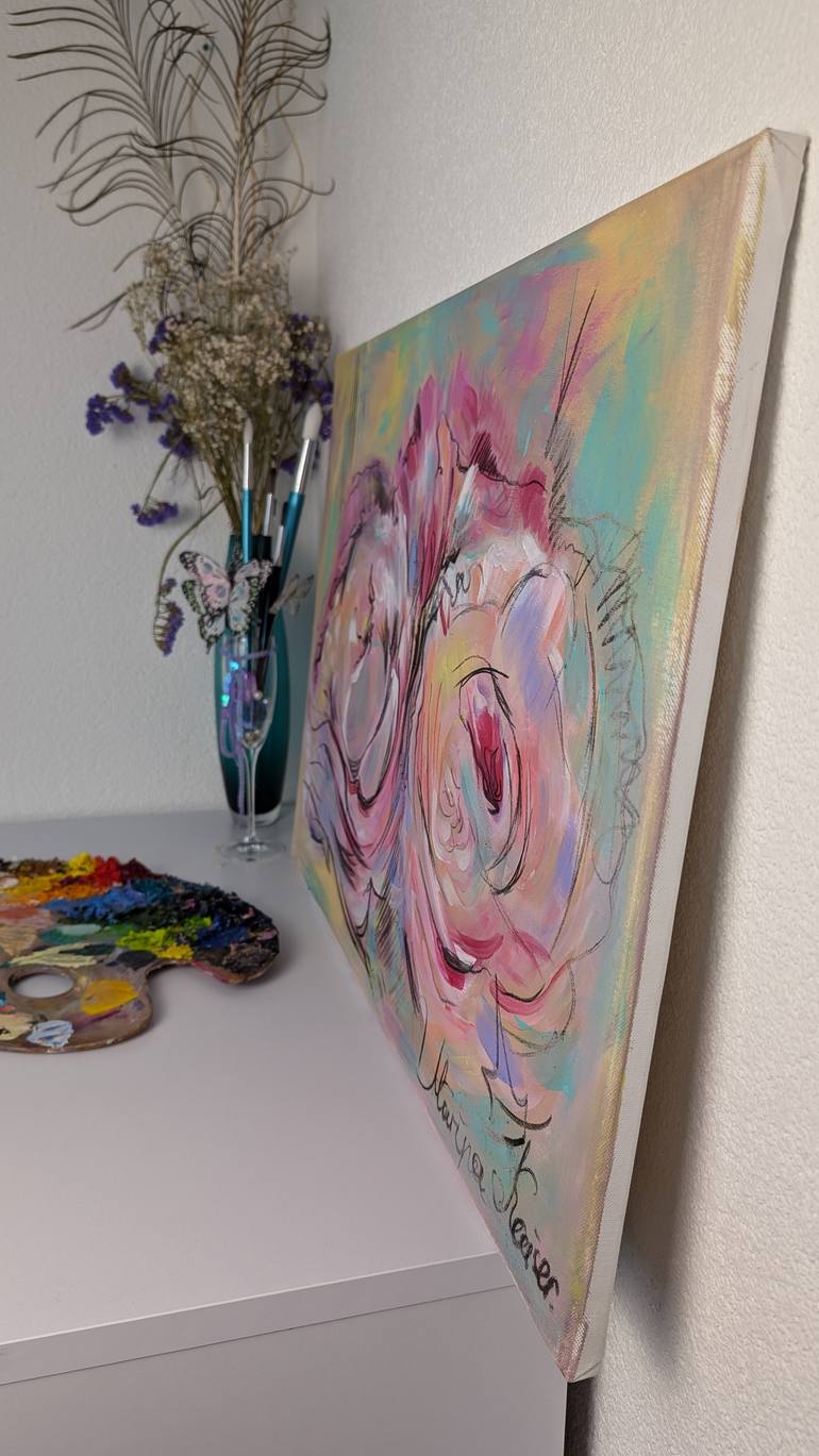 Original Abstract Floral Painting by Marina Kaiser