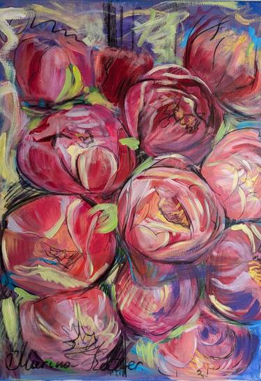 Original Abstract Floral Mixed Media by Marina Kaiser