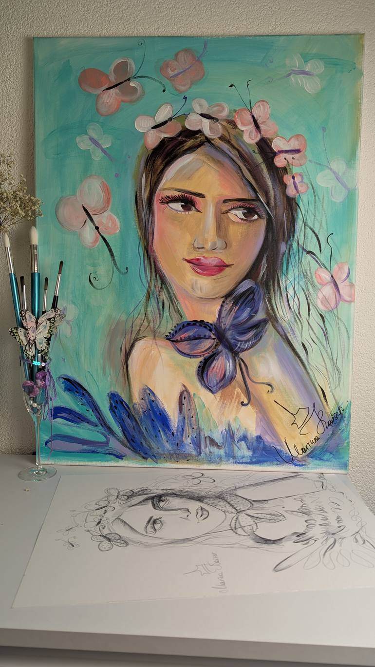 Original Art Deco Women Painting by Marina Kaiser