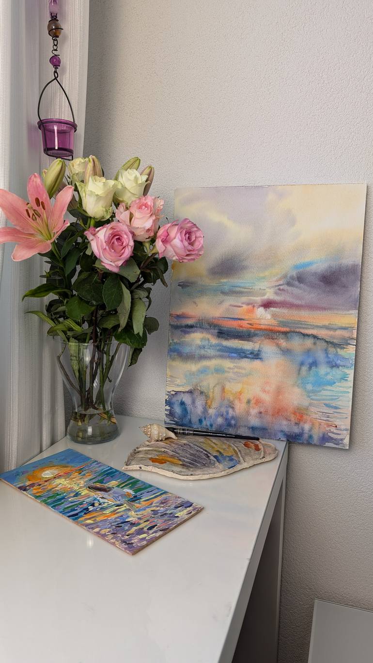 Original Abstract Beach Painting by Marina Kaiser