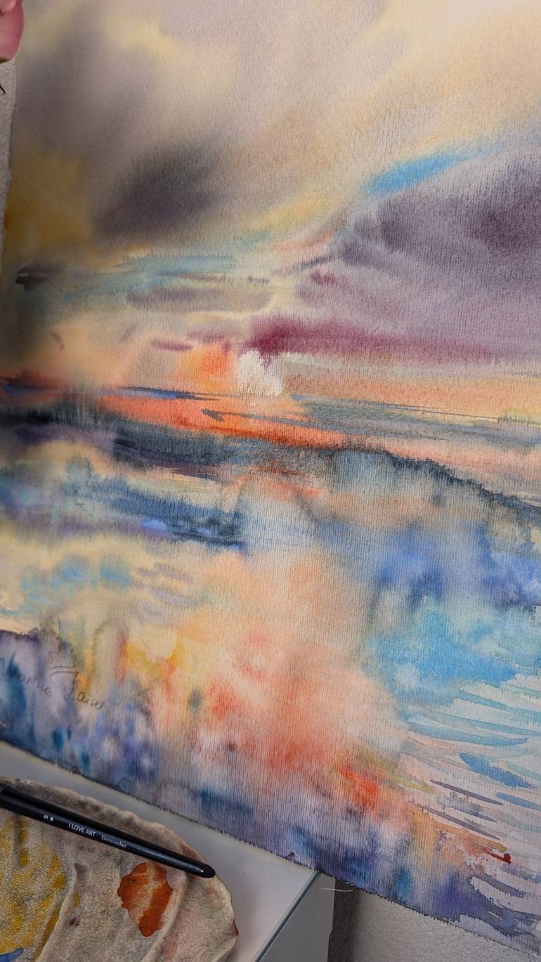 Original Abstract Beach Painting by Marina Kaiser