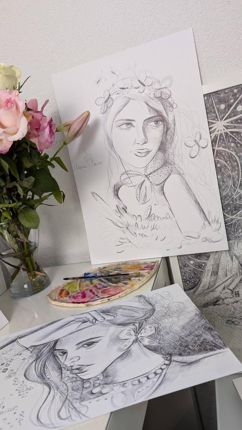Original Classicism Women Drawing by Marina Kaiser