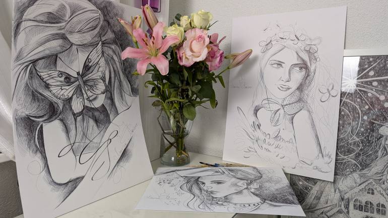 Original Classicism Women Drawing by Marina Kaiser