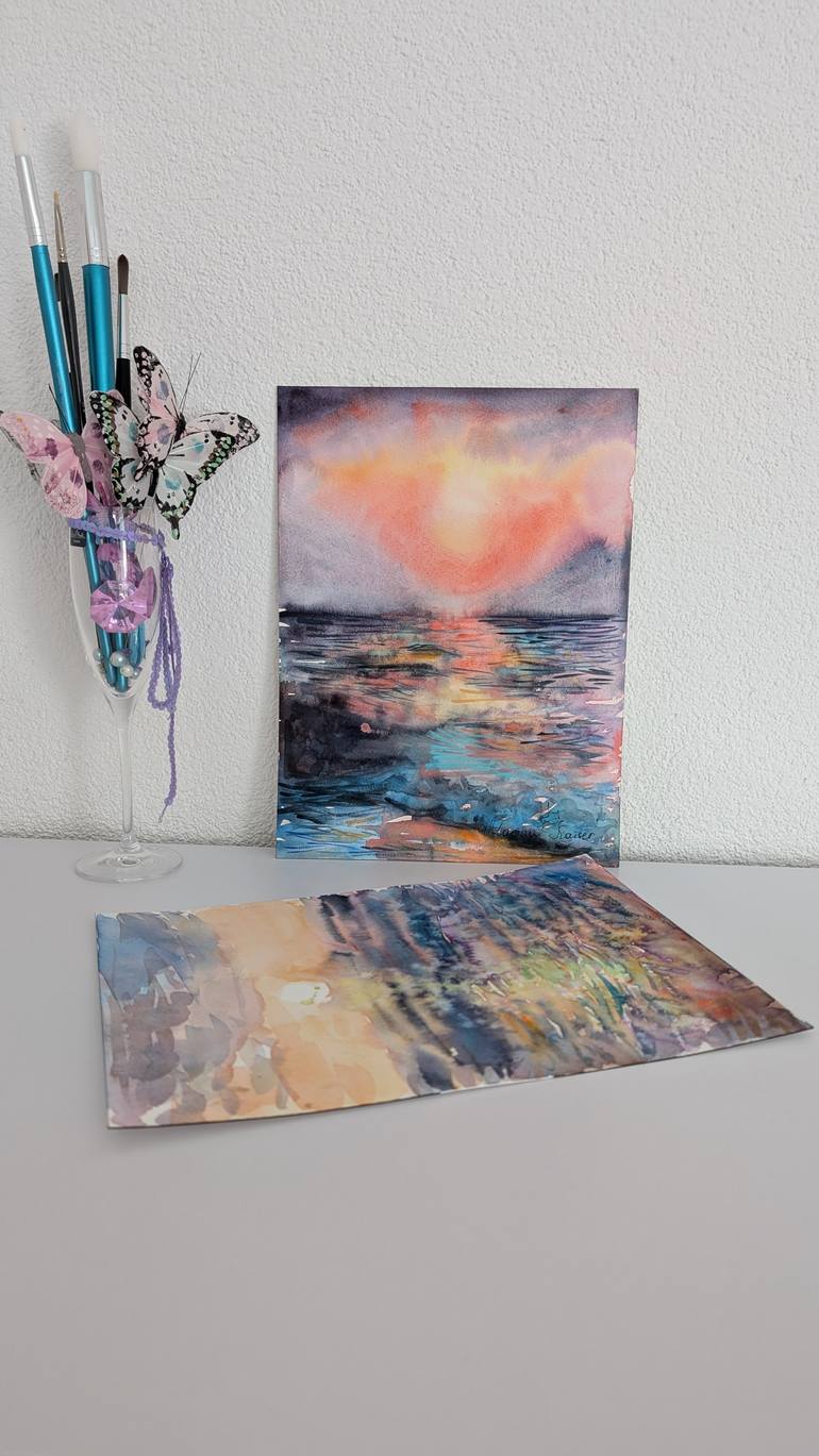 Original Minimalism Beach Painting by Marina Kaiser