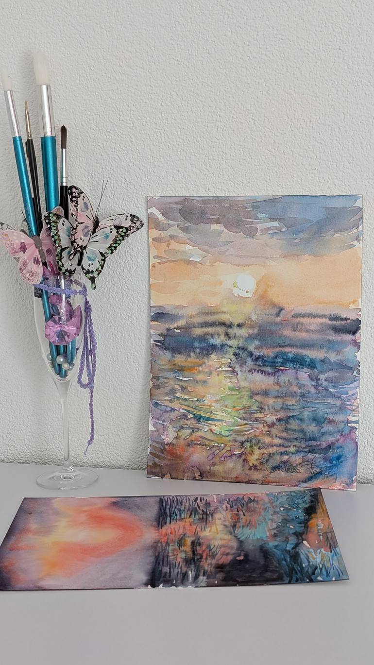 Original Minimalism Beach Painting by Marina Kaiser