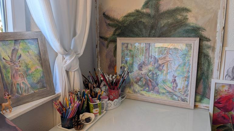 Original Realism Animal Drawing by Marina Kaiser