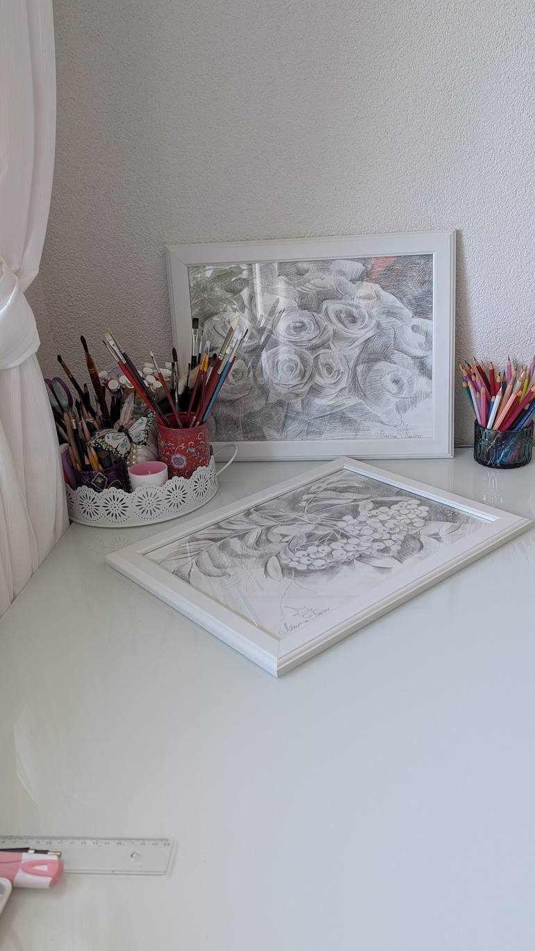 Original Realism Floral Drawing by Marina Kaiser