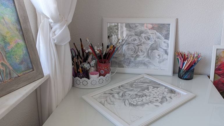 Original Realism Floral Drawing by Marina Kaiser