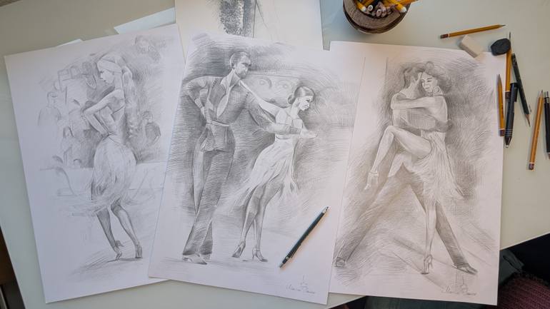 Original Modernism People Drawing by Marina Kaiser