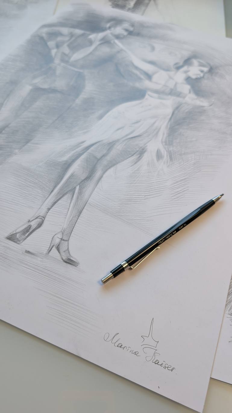 Original Modernism People Drawing by Marina Kaiser