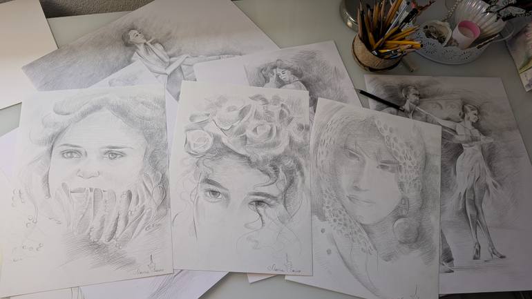 Original Realism Women Drawing by Marina Kaiser