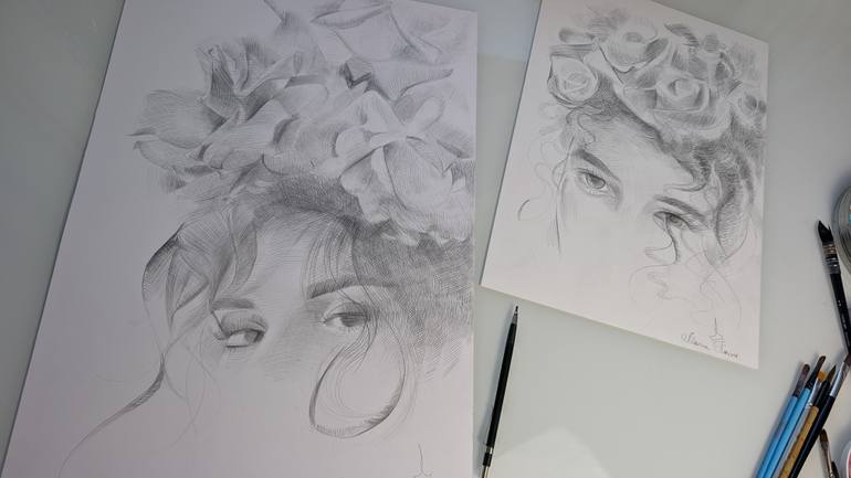 Original Conceptual Women Drawing by Marina Kaiser