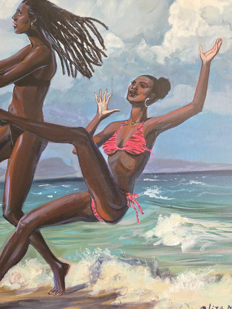 Original Figurative Beach Painting by Elizaveta Nabokova