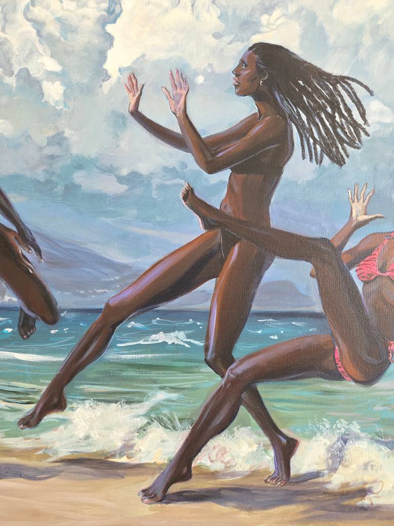 Original Figurative Beach Painting by Elizaveta Nabokova