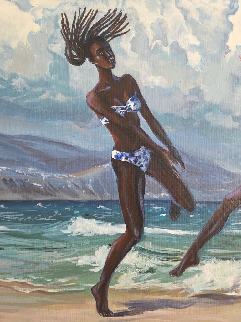 Original Figurative Beach Painting by Elizaveta Nabokova